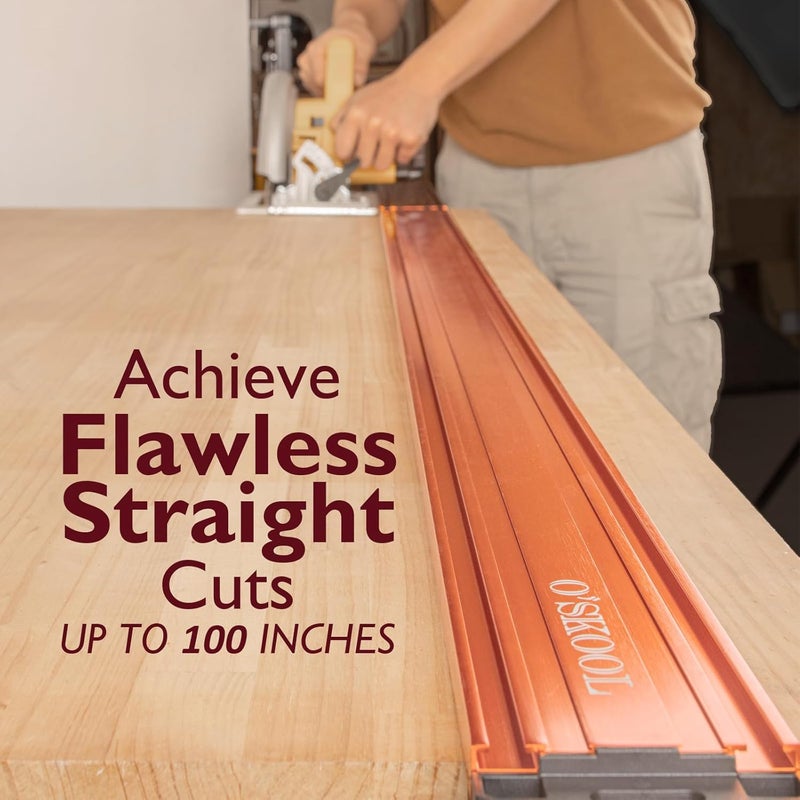 O'SKOOL 100"Straight Edge Clamp for Circular Saw - Precision Saw Guide for Accurate Cuts, Cross Cut and Rip Cut | Circular Saw Guide with Straight Edge Guide, PGS004 - Image 3